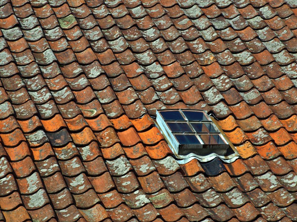 Weathered clay roof tiles